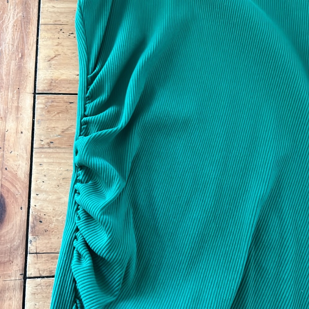 ZARA Green Dress with side Ruching XL - Picture 8 of 11